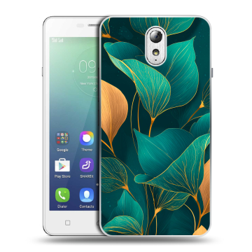 Силиконовый чехол на Lenovo Vibe P1m с принтом Листья и золото