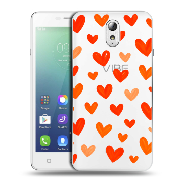Силиконовый чехол на Lenovo Vibe P1m с принтом Сердечки