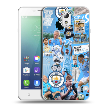 Силиконовый чехол на Lenovo Vibe P1m с принтом Man City Манчестер Сити