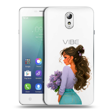 Силиконовый чехол на Lenovo Vibe P1m с принтом девушка цветы
