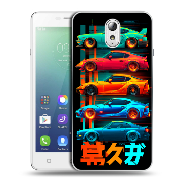 Силиконовый чехол на Lenovo Vibe P1m с принтом машины тачки