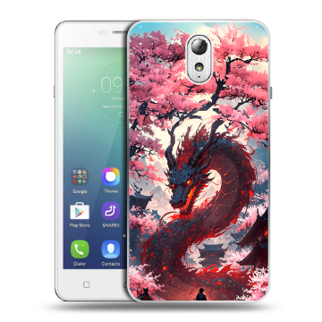 Силиконовый чехол на Lenovo Vibe P1m с принтом Дракон Японский Силиконовый чехол на Lenovo Vibe P1m с принтом Дракон Японский