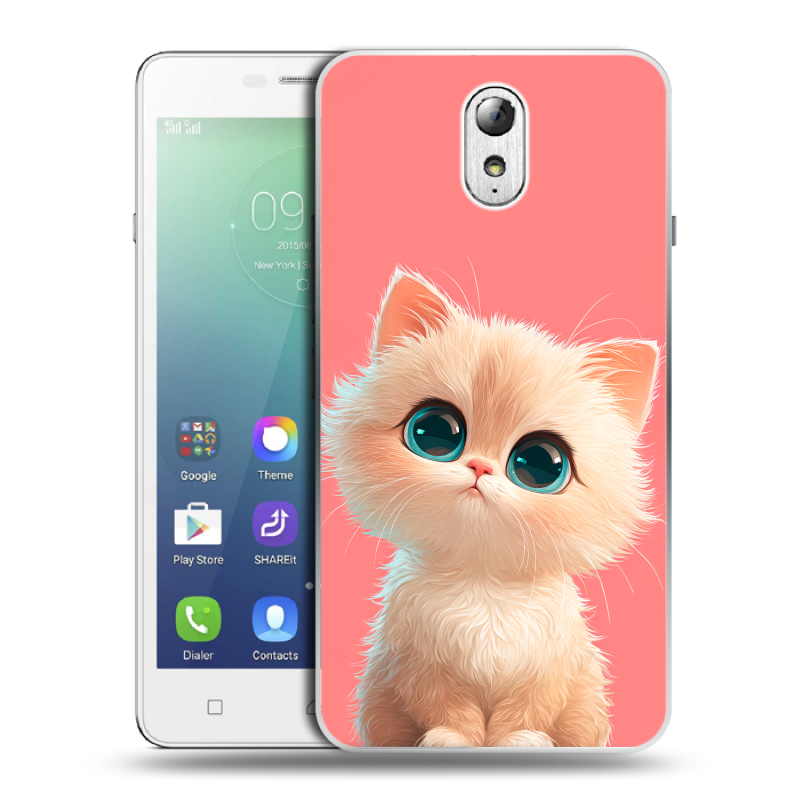Силиконовый чехол на Lenovo Vibe P1m с принтом Розовый котенок Силиконовый чехол на Lenovo Vibe P1m с принтом Розовый котенок