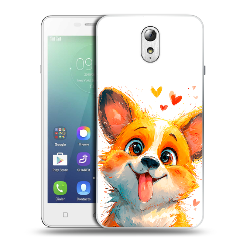 Силиконовый чехол на Lenovo Vibe P1m с принтом корги Силиконовый чехол на Lenovo Vibe P1m с принтом корги