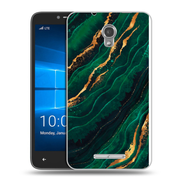Пластиковый чехол на Alcatel OneTouch Pixi First с принтом Мрамор зеленое золото Пластиковый чехол на Alcatel OneTouch Pixi First с принтом Мрамор зеленое золото