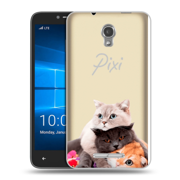 Пластиковый чехол на Alcatel OneTouch Pixi First с принтом Кошки Пластиковый чехол на Alcatel OneTouch Pixi First с принтом Кошки