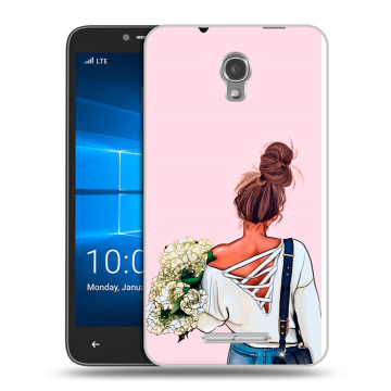 Пластиковый чехол на Alcatel OneTouch Pixi First с принтом Девушка и букет Пластиковый чехол на Alcatel OneTouch Pixi First с принтом Девушка и букет