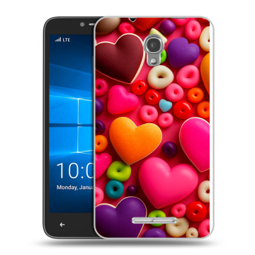 Пластиковый чехол на Alcatel OneTouch Pixi First с принтом Сердечки Пластиковый чехол на Alcatel OneTouch Pixi First с принтом Сердечки