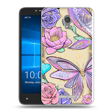 Пластиковый чехол на Alcatel OneTouch Pixi First с принтом Бабочки и цветы Пластиковый чехол на Alcatel OneTouch Pixi First с принтом Бабочки и цветы