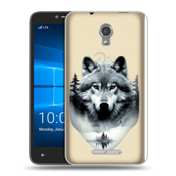 Пластиковый чехол на Alcatel OneTouch Pixi First с принтом Волк в лесу Пластиковый чехол на Alcatel OneTouch Pixi First с принтом Волк в лесу