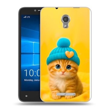 Пластиковый чехол на Alcatel OneTouch Pixi First с принтом Котенок в шапке Пластиковый чехол на Alcatel OneTouch Pixi First с принтом Котенок в шапке