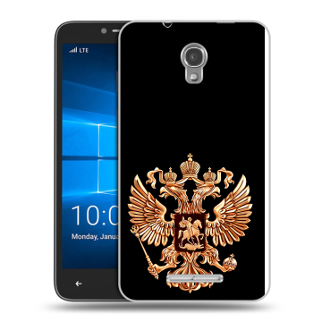 Пластиковый чехол на Alcatel OneTouch Pixi First с принтом Герб России золотой