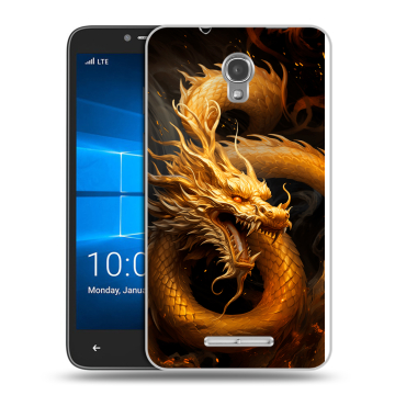 Пластиковый чехол на Alcatel OneTouch Pixi First с принтом Золотой дракон
