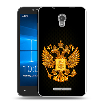 Пластиковый чехол на Alcatel OneTouch Pixi First с принтом Герб России желтый Пластиковый чехол на Alcatel OneTouch Pixi First с принтом Герб России желтый