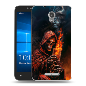 Пластиковый чехол на Alcatel OneTouch Pixi First с принтом Скелет и карты Пластиковый чехол на Alcatel OneTouch Pixi First с принтом Скелет и карты