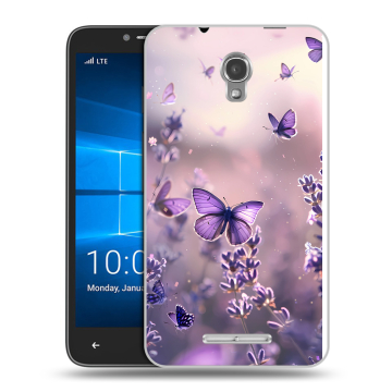 Пластиковый чехол на Alcatel OneTouch Pixi First с принтом бабочки и лаванда Пластиковый чехол на Alcatel OneTouch Pixi First с принтом бабочки и лаванда