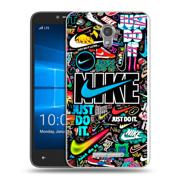 Пластиковый чехол на Alcatel OneTouch Pixi First с принтом найк nike черный