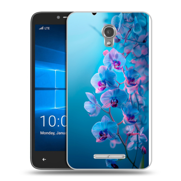 Пластиковый чехол на Alcatel OneTouch Pixi First с принтом голубые орхидеи Пластиковый чехол на Alcatel OneTouch Pixi First с принтом голубые орхидеи