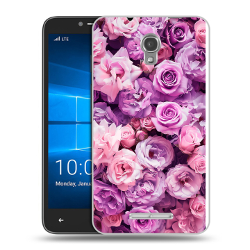 Пластиковый чехол на Alcatel OneTouch Pixi First с принтом лавандовые розы