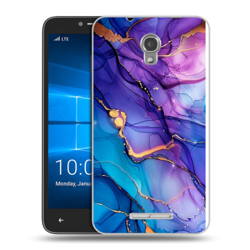 Пластиковый чехол на Alcatel OneTouch Pixi First с принтом синий мрамор Пластиковый чехол на Alcatel OneTouch Pixi First с принтом синий мрамор