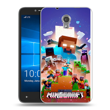 Пластиковый чехол на Alcatel OneTouch Pixi First с принтом Майнкрафт Minecraft