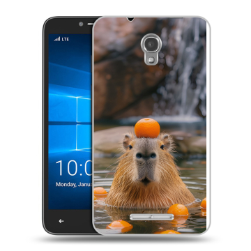 Пластиковый чехол на Alcatel OneTouch Pixi First с принтом Капибара с апельсином Пластиковый чехол на Alcatel OneTouch Pixi First с принтом Капибара с апельсином