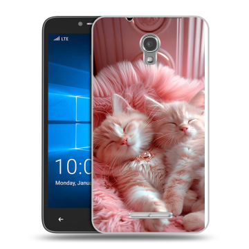 Пластиковый чехол на Alcatel OneTouch Pixi First с принтом котята котики