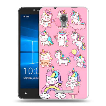 Пластиковый чехол на Alcatel OneTouch Pixi First с принтом Единороги и радуга Пластиковый чехол на Alcatel OneTouch Pixi First с принтом Единороги и радуга