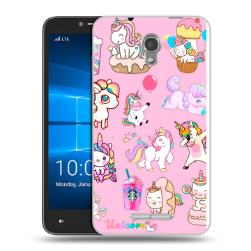 Пластиковый чехол на Alcatel OneTouch Pixi First с принтом розовые единороги Пластиковый чехол на Alcatel OneTouch Pixi First с принтом розовые единороги
