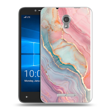 Пластиковый чехол на Alcatel OneTouch Pixi First с принтом розовый мрамор Пластиковый чехол на Alcatel OneTouch Pixi First с принтом розовый мрамор