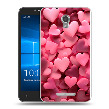 Пластиковый чехол на Alcatel OneTouch Pixi First с принтом розовые сердечки Пластиковый чехол на Alcatel OneTouch Pixi First с принтом розовые сердечки