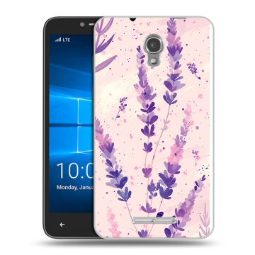 Пластиковый чехол на Alcatel OneTouch Pixi First с принтом цветы лаванда Пластиковый чехол на Alcatel OneTouch Pixi First с принтом цветы лаванда