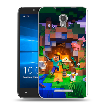 Пластиковый чехол на Alcatel OneTouch Pixi First с принтом Майнкрафт Minecraft