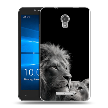 Пластиковый чехол на Alcatel OneTouch Pixi First с принтом Лев кошки