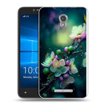Пластиковый чехол на Alcatel OneTouch Pixi First с принтом Цветы и мрамор Пластиковый чехол на Alcatel OneTouch Pixi First с принтом Цветы и мрамор
