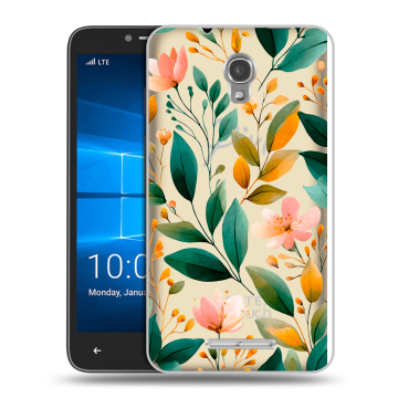 Пластиковый чехол на Alcatel OneTouch Pixi First с принтом Цветы паттерн