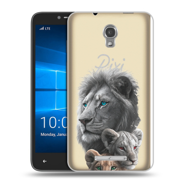 Пластиковый чехол на Alcatel OneTouch Pixi First с принтом Львы