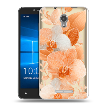 Пластиковый чехол на Alcatel OneTouch Pixi First с принтом Бежевые цветы