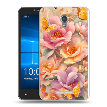 Пластиковый чехол на Alcatel OneTouch Pixi First с принтом Цветы и бабочки