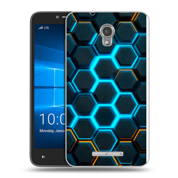 Пластиковый чехол на Alcatel OneTouch Pixi First с принтом Неоновые соты