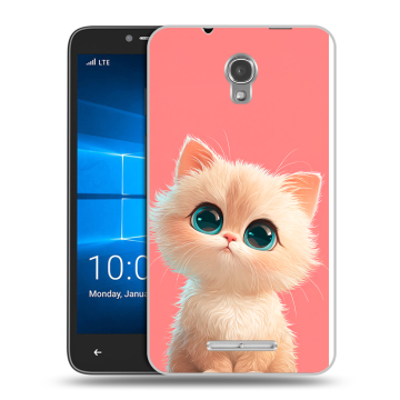 Пластиковый чехол на Alcatel OneTouch Pixi First с принтом Розовый котенок
