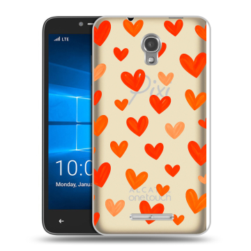 Пластиковый чехол на Alcatel OneTouch Pixi First с принтом Сердечки