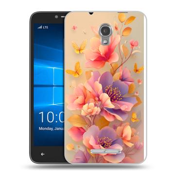 Пластиковый чехол на Alcatel OneTouch Pixi First с принтом Цветы и бабочки