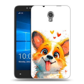 Пластиковый чехол на Alcatel OneTouch Pixi First с принтом корги Пластиковый чехол на Alcatel OneTouch Pixi First с принтом корги