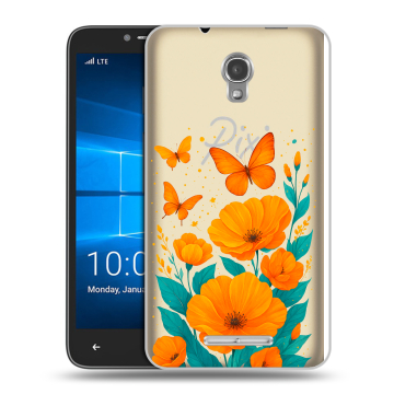 Пластиковый чехол на Alcatel OneTouch Pixi First с принтом цветы бабочки