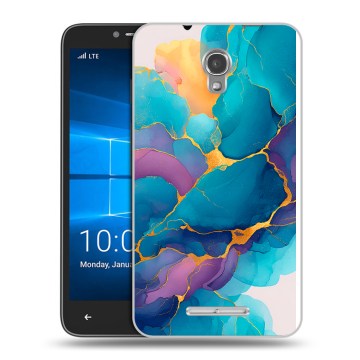 Пластиковый чехол на Alcatel OneTouch Pixi First с принтом Мрамор блестки