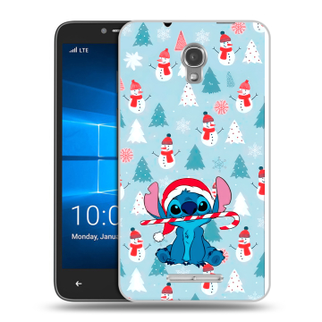 Пластиковый чехол на Alcatel OneTouch Pixi First с принтом Стич Новый год
