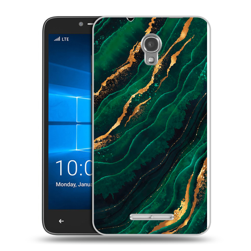 Пластиковый чехол на Alcatel OneTouch Pixi First с принтом Мрамор зеленое золото Пластиковый чехол на Alcatel OneTouch Pixi First с принтом Мрамор зеленое золото