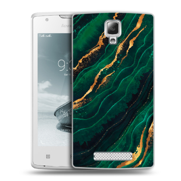 Пластиковый чехол на Lenovo A1000 с принтом Мрамор зеленое золото Пластиковый чехол на Lenovo A1000 с принтом Мрамор зеленое золото