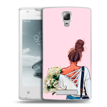 Пластиковый чехол на Lenovo A1000 с принтом Девушка и букет Пластиковый чехол на Lenovo A1000 с принтом Девушка и букет